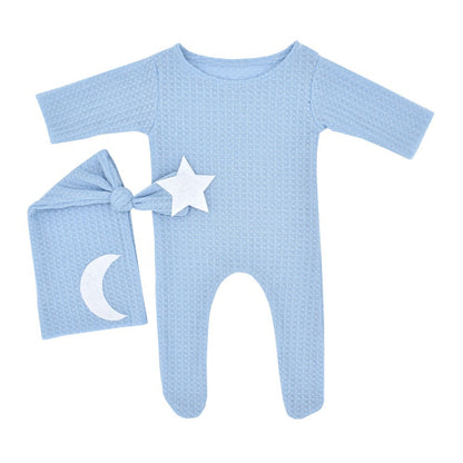 Star and Moon Knitted Bodysuit and Hat Two-Piece Set for 18-20 Inches Dolls