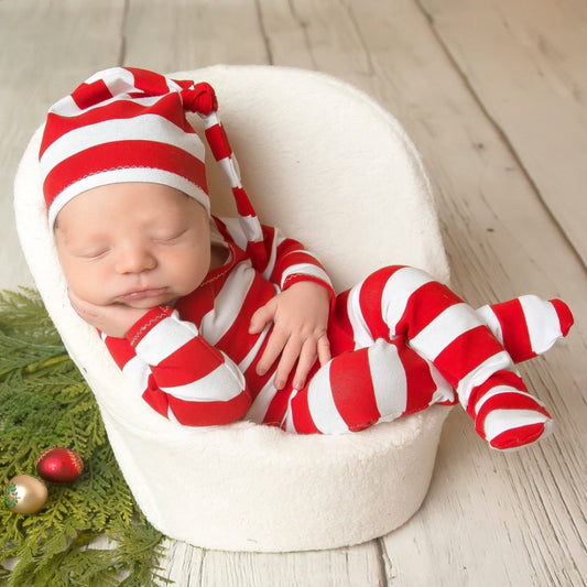 Christmas Knot Hat and Pajama Set for 18-20 Inches Reborn Dolls