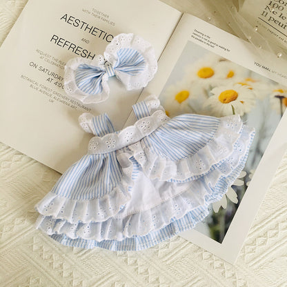 Cute Lace Floral Dress and Hair Clip 2-Piece Set for 30cm Dolls