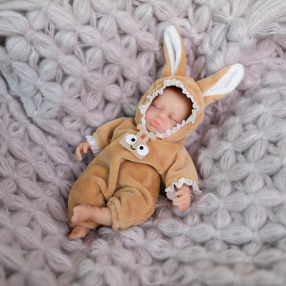 6 Inch Closed Eyes Mini Silicone Reborn Doll Girl-Loulou