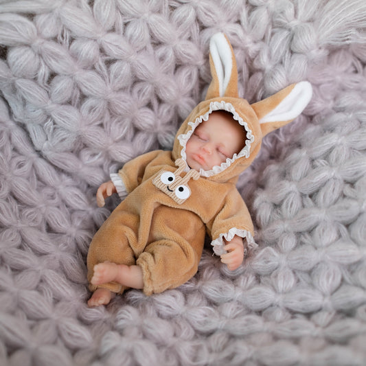 6 Inch Closed Eyes Mini Silicone Reborn Doll Girl-Loulou