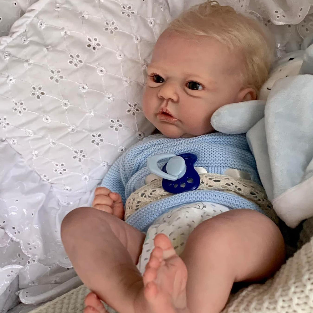19 Inches Twins Reborn Dolls With Open Eyes And Short Blonde Hair
