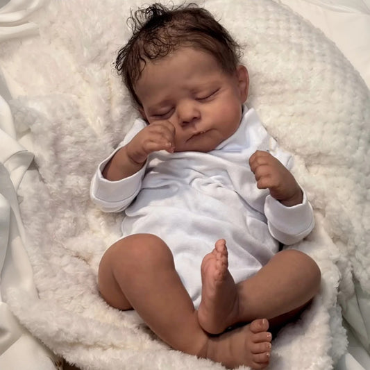 48cm Closed Eyes Dark Skin Short Hair Reborn Doll-Eric