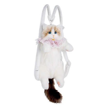 Cute Lifelike Simulation Ragdoll Cat Plush Backpack