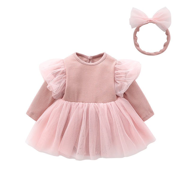 long sleeve suspender Dress and Headband 2-Piece set for 22 Inches Dolls