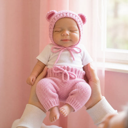 45cm Silicone Stretchable Openable Mouth Pascale Reborn Baby Girl In Pink Knitted Bodysuits