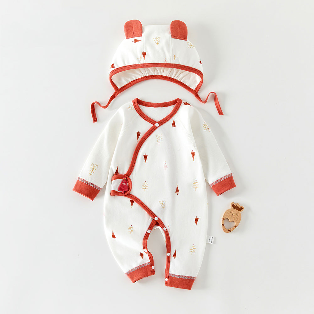 Color-blocking Printed Bodysuit and Hat 2-Piece Set for 18-22 Inches Reborn Dolls