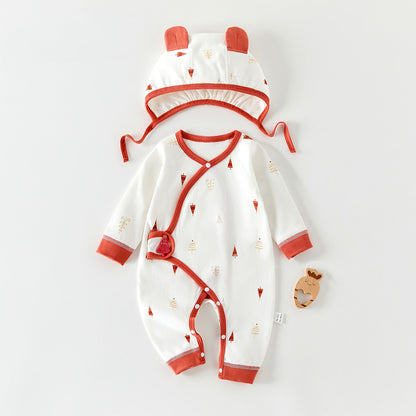 Color-blocking Printed Bodysuit and Hat 2-Piece Set for 18-22 Inches Reborn Dolls