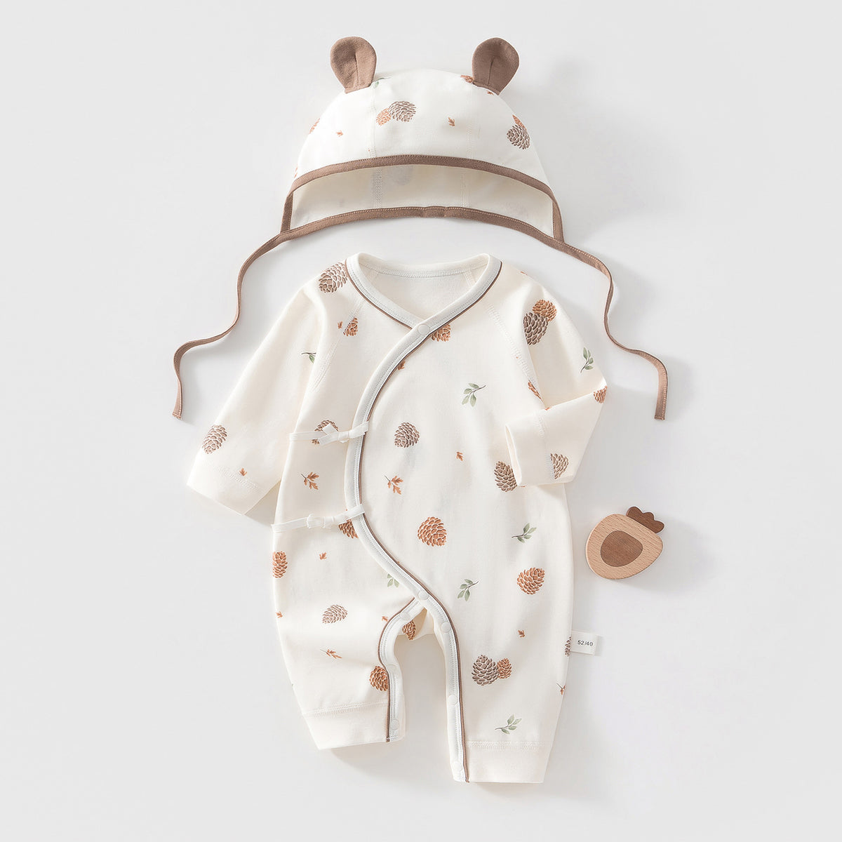 Cotton Printed Bodysuit and Hat 2-Piece Set for 18-22 Inches Reborn Dolls