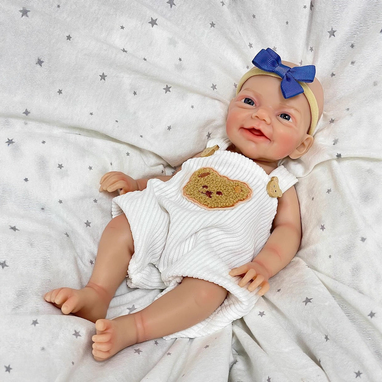 30cm Lifelike Smile Full Silicone Blue Eyes Reborn Doll - Charlie