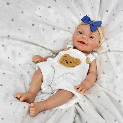 30cm Lifelike Smile Full Silicone Blue Eyes Reborn Doll - Charlie