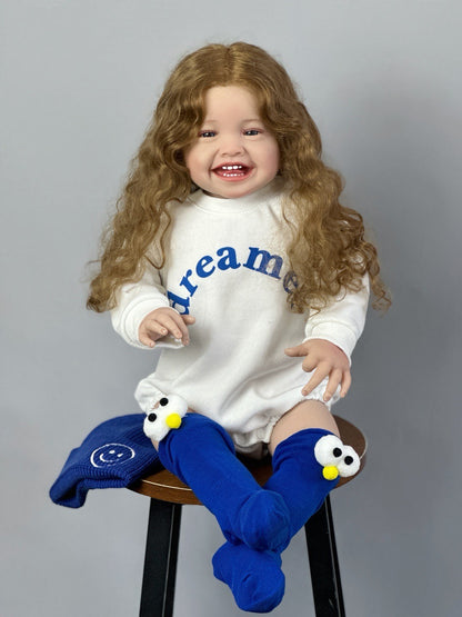 60cm Open Eyes Long Curly Hair Smile Reborn Doll Girl-Mila