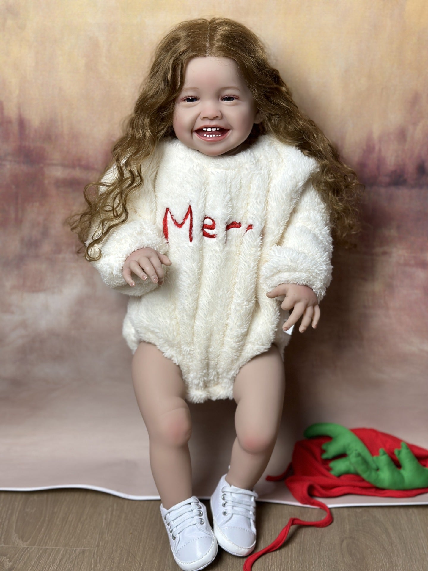 60Cm Long Hair Smile Reborn Doll With Cloth Body - Mila