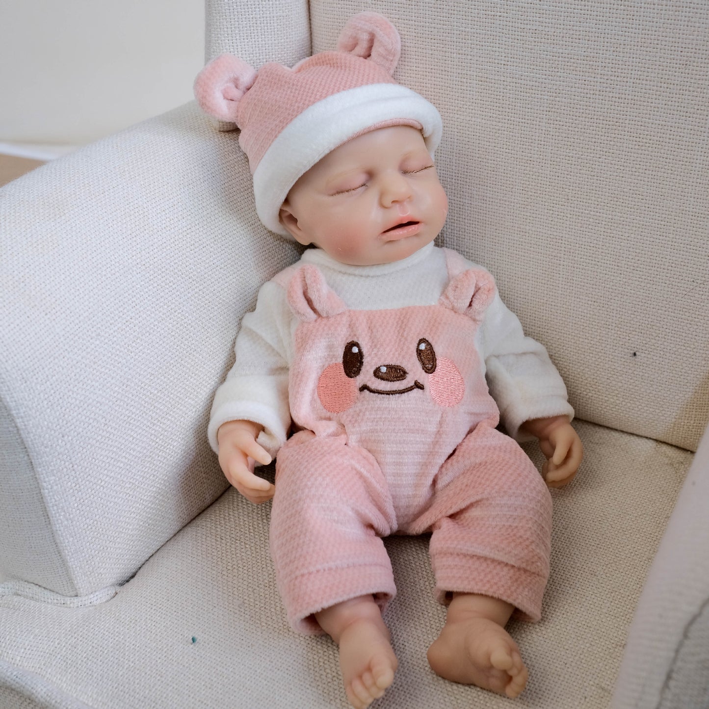 30cm Lifelike Closed Eyes Openable Mouth Silicone Reborn Doll Girl-Loulou