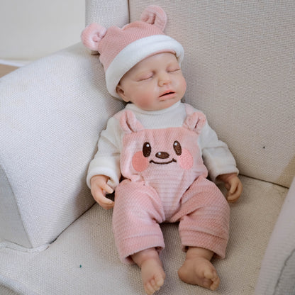 30cm Lifelike Closed Eyes Openable Mouth Silicone Reborn Doll Girl-Loulou