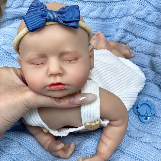 30cm Lifelike Closed Eyes Silicone Reborn Doll Girl-Loulou