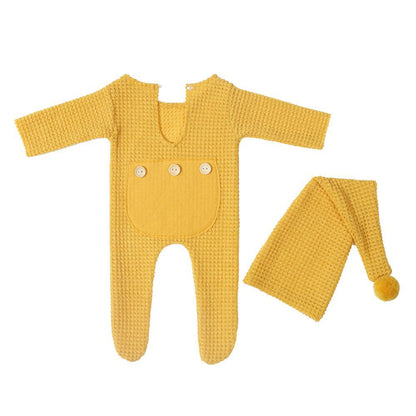 Knitted one-piece jumpsuit with long tail hat 2-piece set for 18-20 Inches Dolls