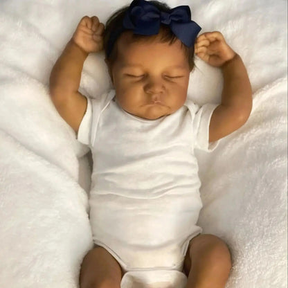 45cm Closed Eyes Dark Skin Short Hair Reborn Doll-Levi