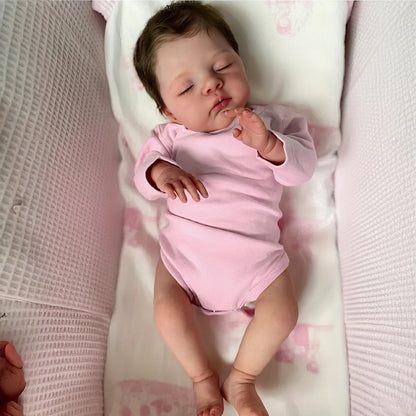 18 Inches Lifelike Soft Body Closed Eyes Reborn Doll Irys In Pink Clothes