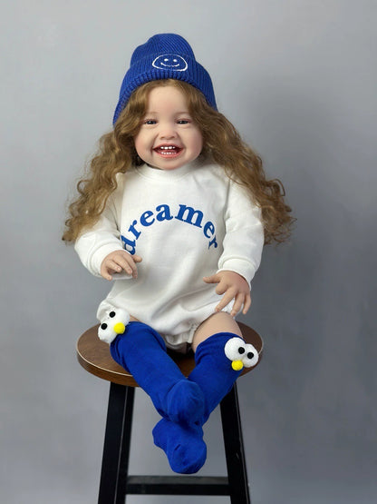 60cm Open Eyes Long Curly Hair Smile Reborn Doll Girl-Mila