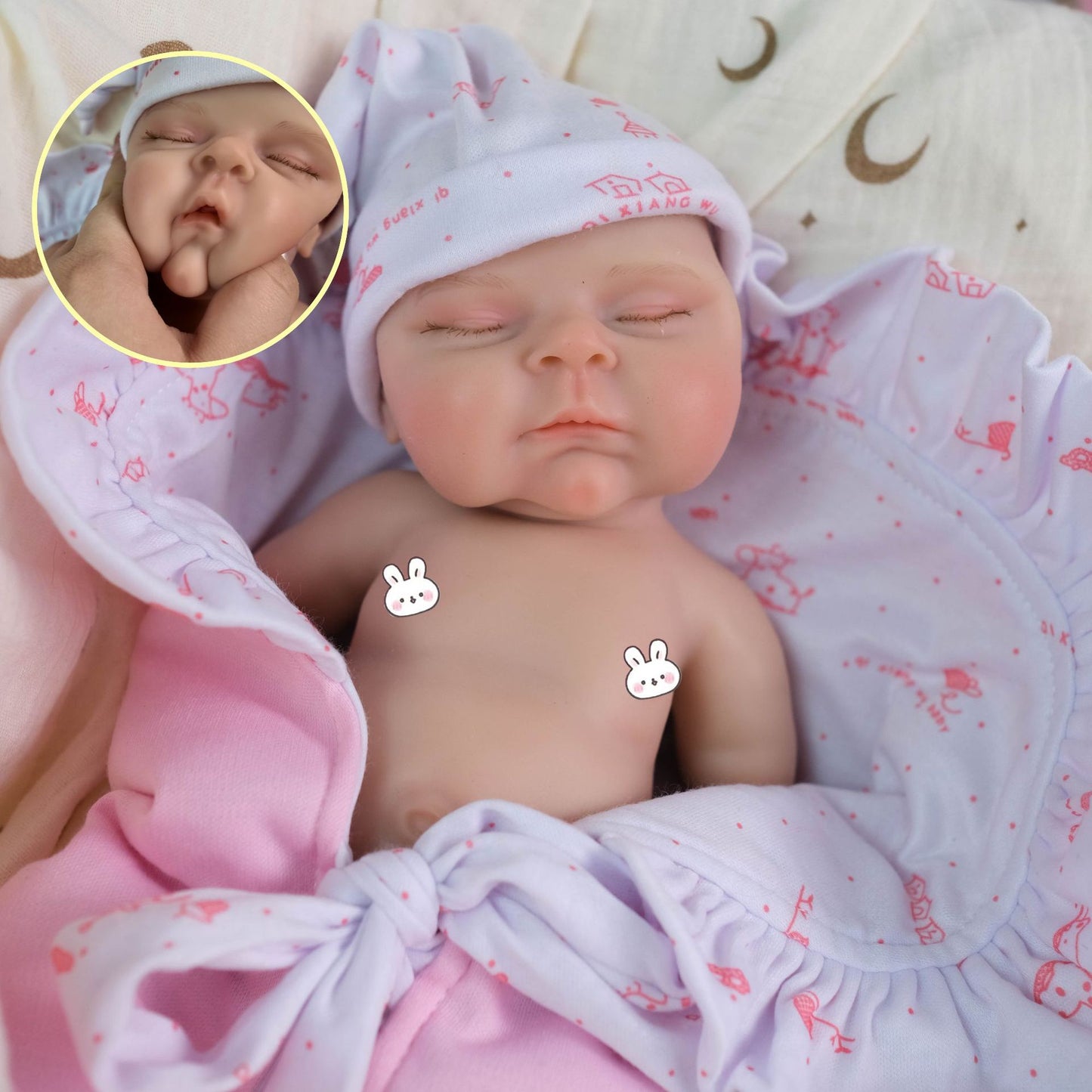 30cm Full Silicone Close Eyes Peaches Reborn Baby Girl
