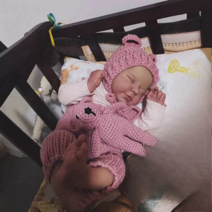 50cm Lifelike Closed Eyes Reborn Doll Valentina In Pink Bodysuit
