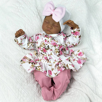45cm Elsie Closed Eyes Dark Skin Soft Body Reborn Baby Levi