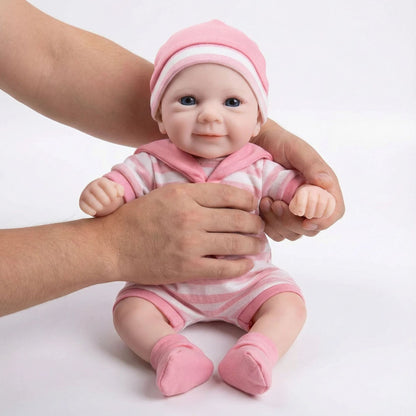 30cm Full Silicone Felicia Reborn Baby Girl in Pink Stripe Clothes