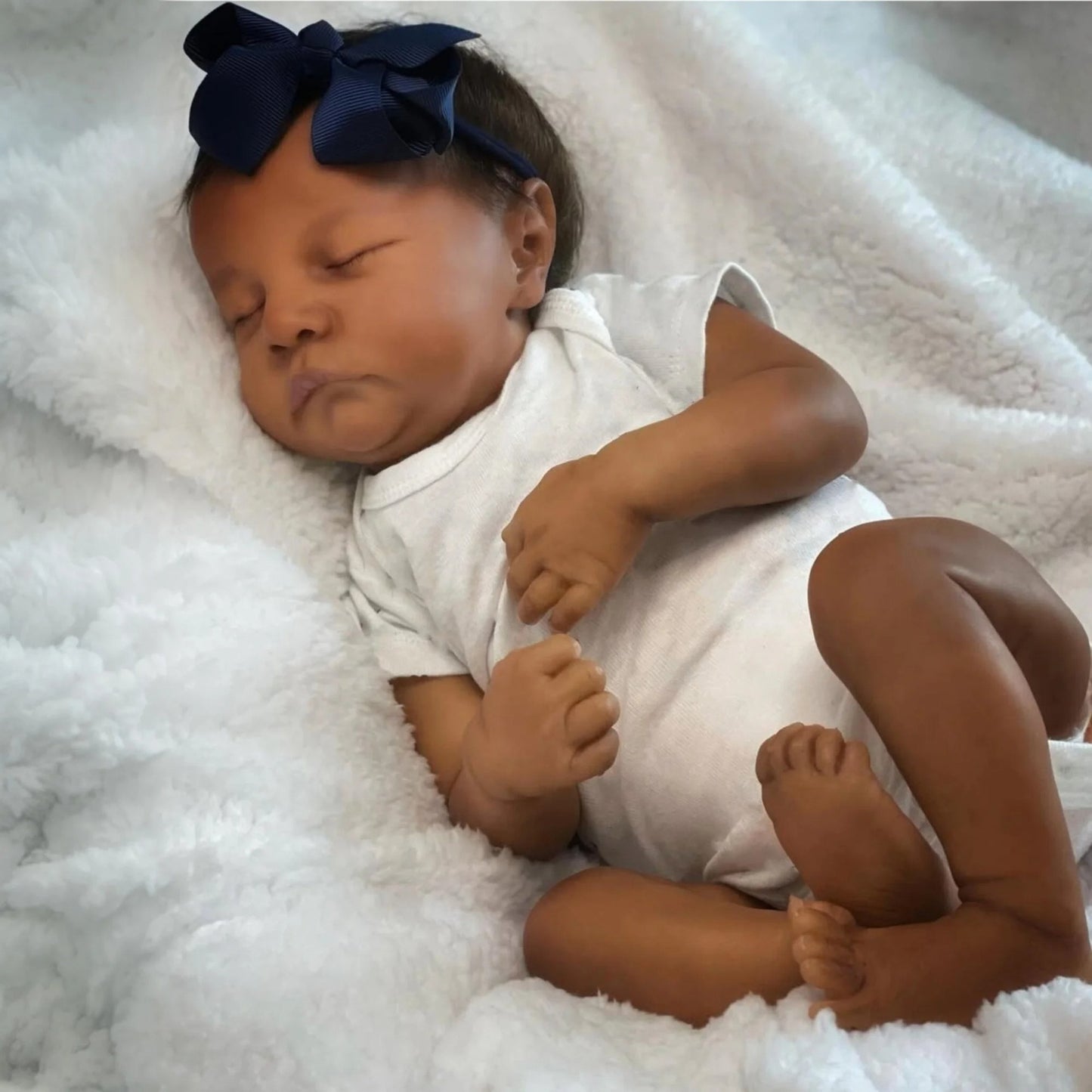 45cm Closed Eyes Dark Skin Short Hair Reborn Doll-Levi