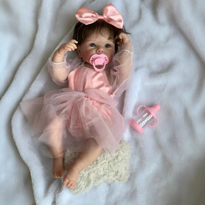 Quinn 18 Inches Open Eyes Short Hair Bettie Reborn Baby Girl in Pink Dress