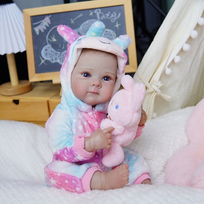 18 Inches Blue Eyes Bettie Reborn Baby Girl In Unicorn jumpsuit