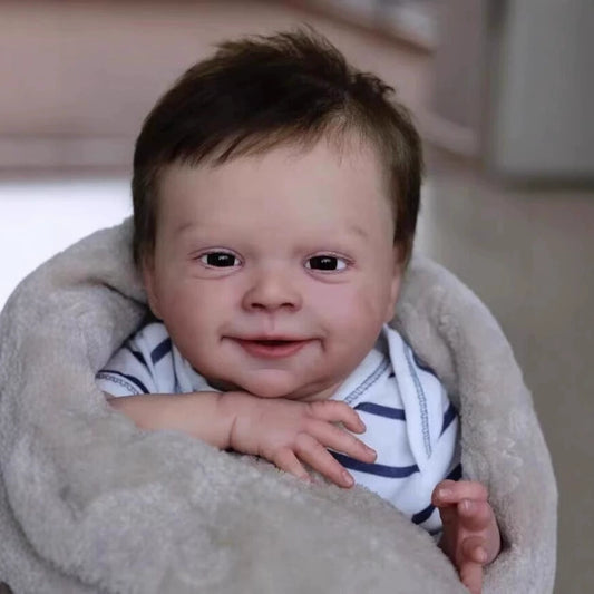 19 Inches Lifelike Open Eyes Short Hair Soft Body Reborn Doll-Sebastian