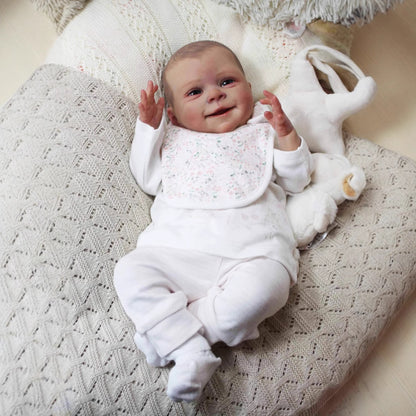 18 Inches Open Eyes Smile Sebastian Reborn Doll In White Bodysuit
