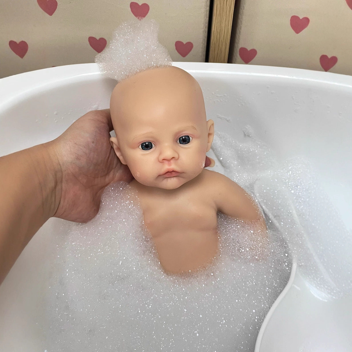 30cm Soft Full Silicone Blue Eyes Reborn Baby Girl In Purple floral dress- Meadow