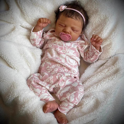 48cm Lifelike Dark Skin Asleep Pasacale Reborn Baby Girl