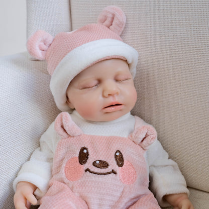30cm Lifelike Closed Eyes Openable Mouth Silicone Reborn Doll Girl-Loulou