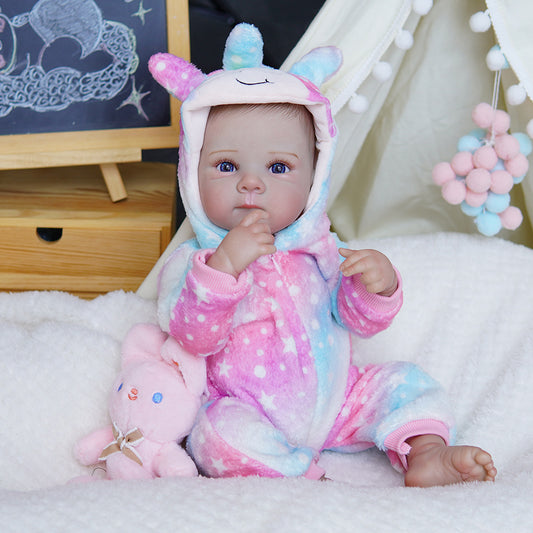 18 Inches Blue Eyes Bettie Reborn Baby Girl In Unicorn jumpsuit