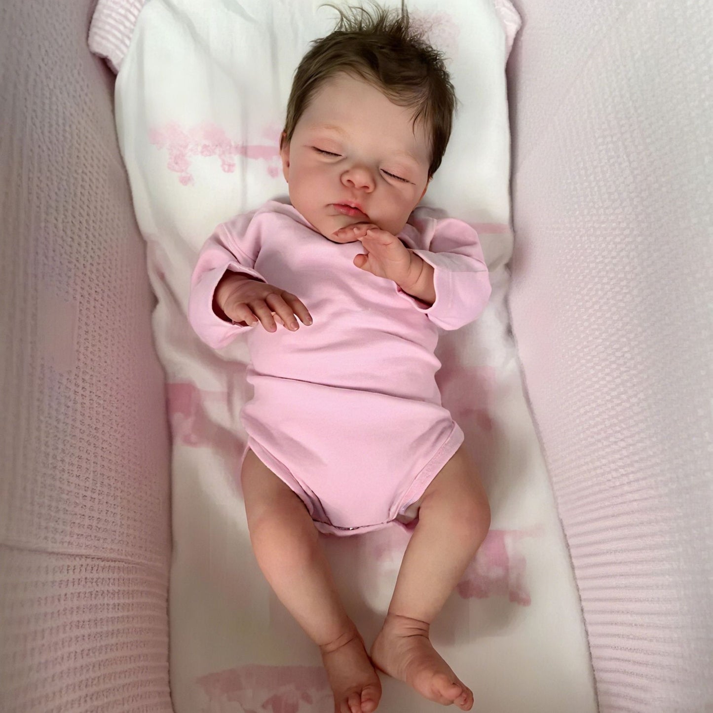 18 Inches Lifelike Soft Body Closed Eyes Reborn Doll Irys In Pink Clothes