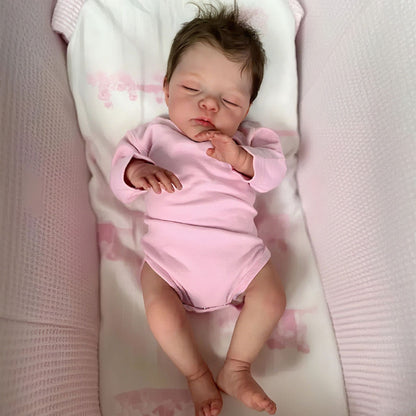 18 Inches Lifelike Soft Body Closed Eyes Reborn Doll Irys In Pink Clothes
