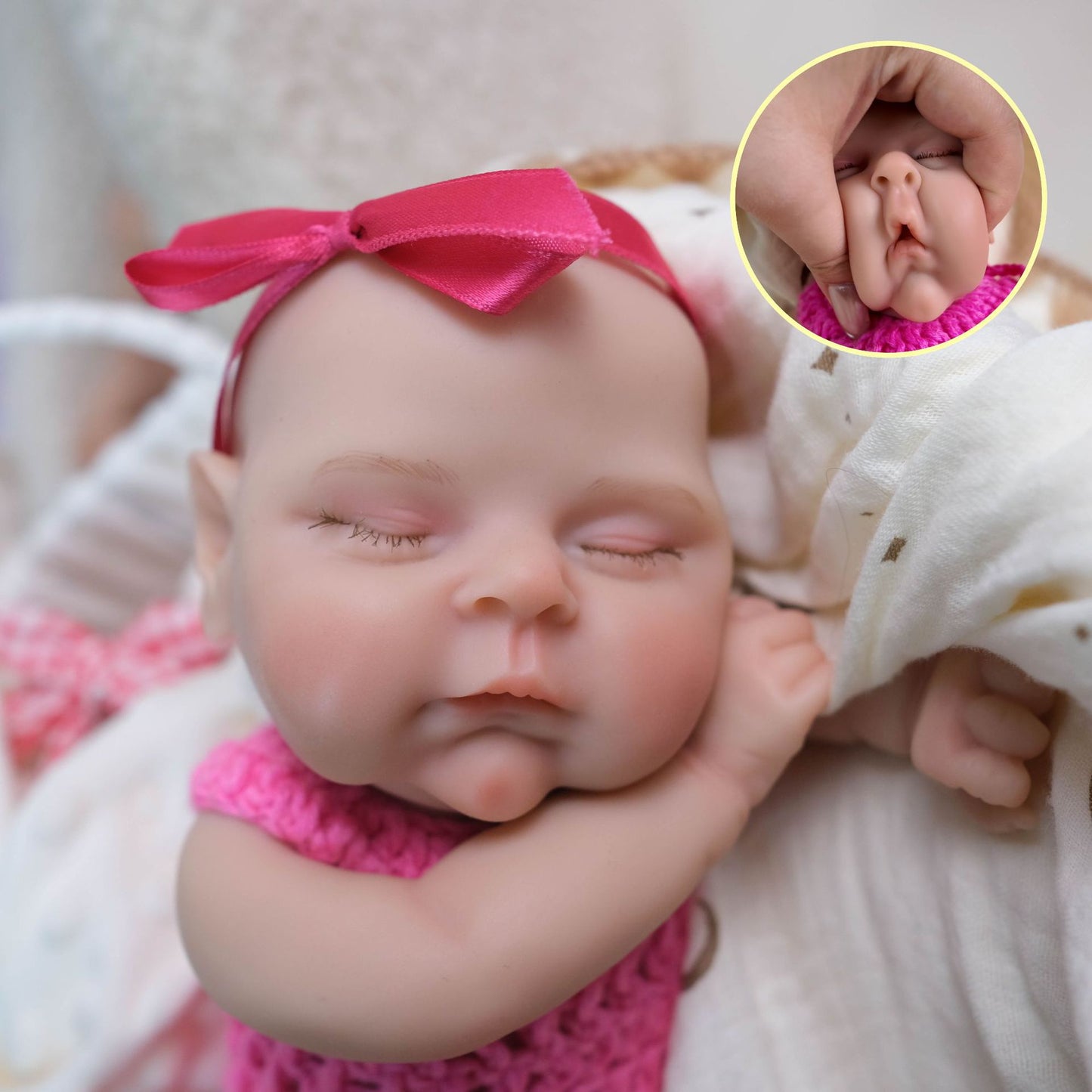 30cm Soft Full Silicone Close Eyes Peaches Reborn Baby Girl