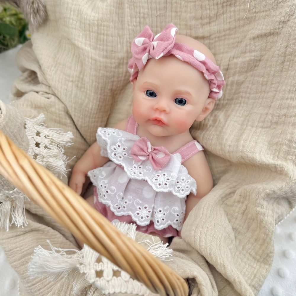 30cm Full Silicone Meadow Reborn Baby Girl in Pink Polka dots Clothes