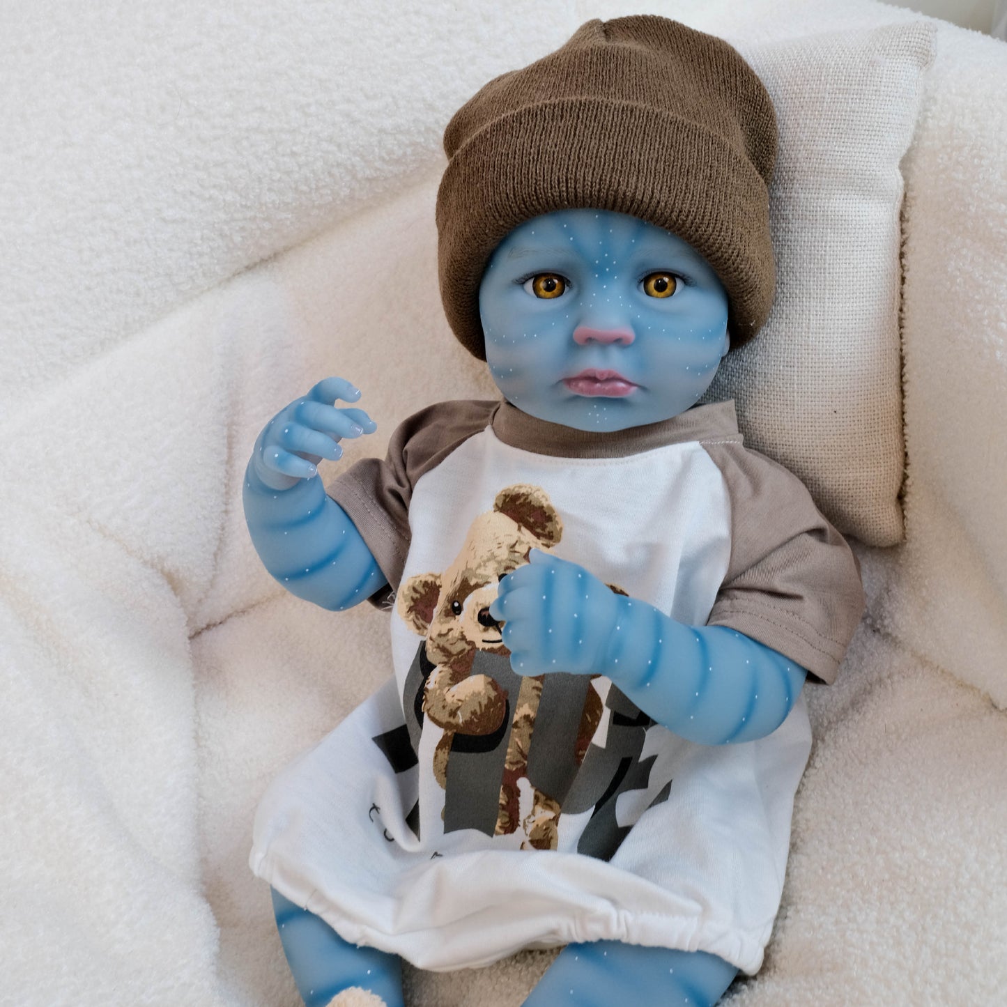 19 Inches Open Eyes Loulou reborn Baby Avatar In Bear Outfits