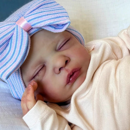 18 inches Lifelike Closed Eyes Reborn Doll With Hat-Romy