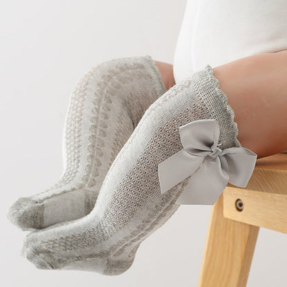 knee-length children's socks with bow