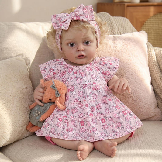 19 Inches Blonde Hair Chloe Reborn Doll In Floral Dress