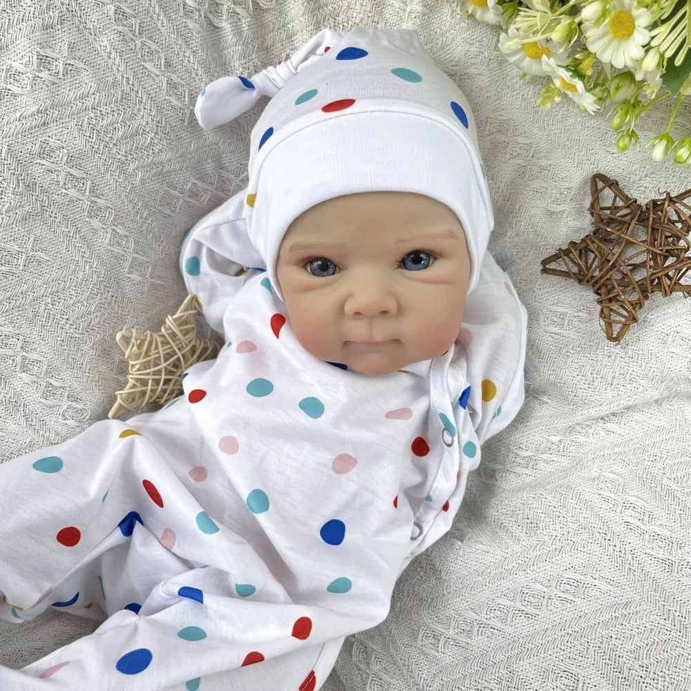 18 Inches Cute Open Eyes Bettie Reborn Dolls Girl In Polk Dot Jumpsuit