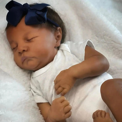 45cm Closed Eyes Dark Skin Short Hair Reborn Doll-Levi