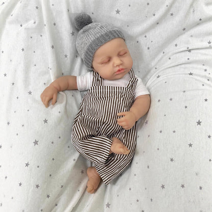 30cm Lifelike Full Silicone Asleep Loulou Reborn Doll In Stripe Clothes