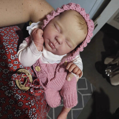 50cm Lifelike Closed Eyes Reborn Doll Valentina In Pink Bodysuit