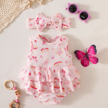 Printed cotton striped Rompers 2-Piece Set for 18-21 Inches Reborn Dolls